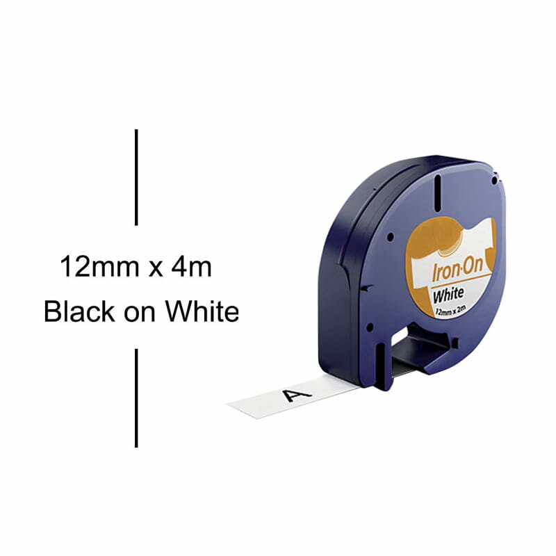 DYMO LetraTag 18769/S0718850 Labeltape 12mm Zwart Op Wit Opstrijkbaar 12 mm