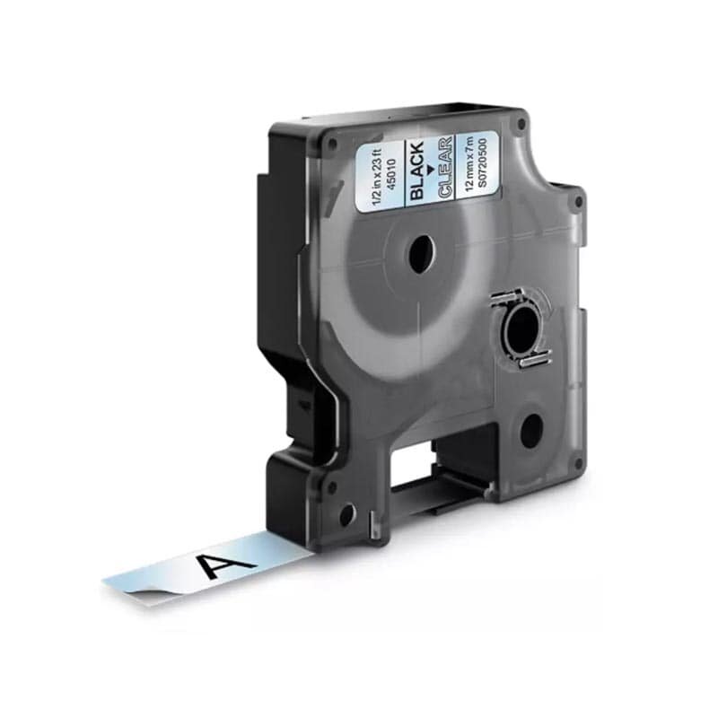 DYMO D1 45010/S0720500 Labeltape 12mm Zwart op Transparant