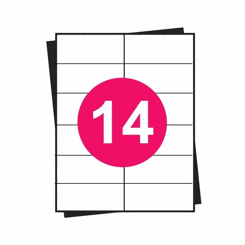 A4 stickervellen, 14 per vel, wit, permanent, 105mm x 42,3mm 100 sheets
