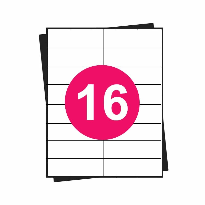 A4 stickervellen, 16 per vel, wit, permanent, 88,9mm x 33,8mm 100 sheets