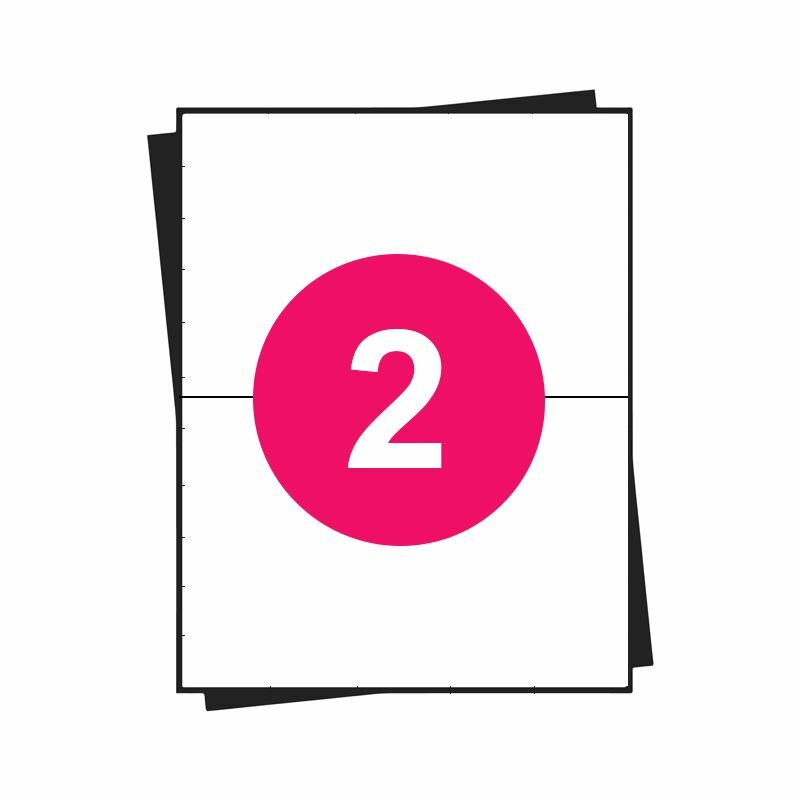 A4 stickervellen, 2 per vel, wit, permanent, 210mm x 148mm 100 sheets