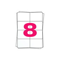 Huismerk A4 stickervellen, 8 per vel, wit, permanent, 105mm x 74mm 100 sheets