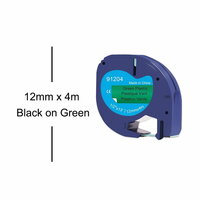 DYMO LetraTag 91204/S0721640 Labeltape 12mm Zwart op Groen