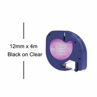 DYMO LetraTag 12267/S0721530 Labeltape 12mm Zwart op Transparant