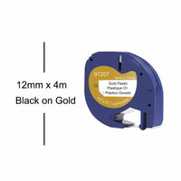 DYMO LetraTag 91207/S0721612 Labeltape 12mm Zwart op Goud