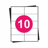 A4 stickervellen, 10 per vel, wit, permanent, 105mm x 57mm 100 sheets