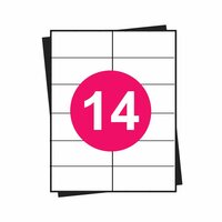 A4 stickervellen, 14 per vel, wit, permanent, 105mm x 42,3mm 100 sheets