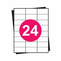 A4 stickervellen, 24 per vel, wit, permanent, 70mm x 37mm 100 sheets