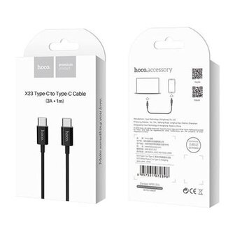HOCO X23 USB-C naar USB-C 3.0A PD Snellader kabel 1 mtr - zwart (X23CCB)
