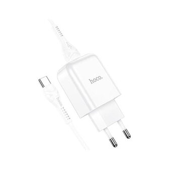 Hoco N2 Vigour Compacte USB Oplader + USB - USB-C oplader - Wit (N2CW)