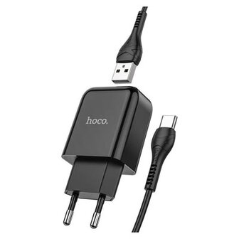 Hoco N2 Vigour Compacte USB Oplader + USB - USB-C oplader - Zwart (N2CB)