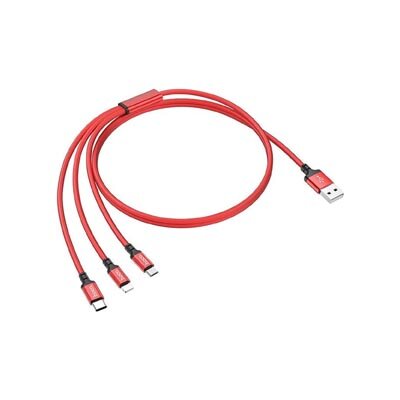 Hoco X14 3-in-1 Laadkabel 1m Micro/USB-C/Apple Lightning - Rood (X14-3R)