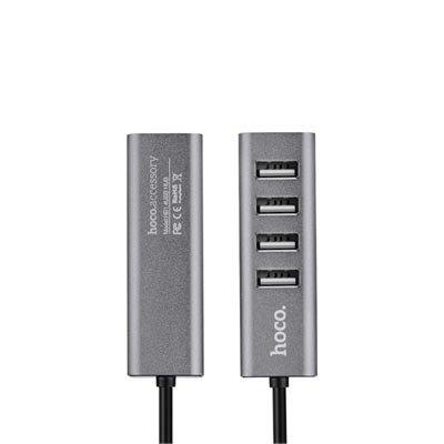 Hoco USB HUB 4 poorten - Grijs (HB1)