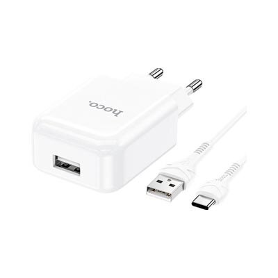 Hoco N2 Vigour Compacte USB Oplader + USB - USB-C oplader - Wit (N2CW)