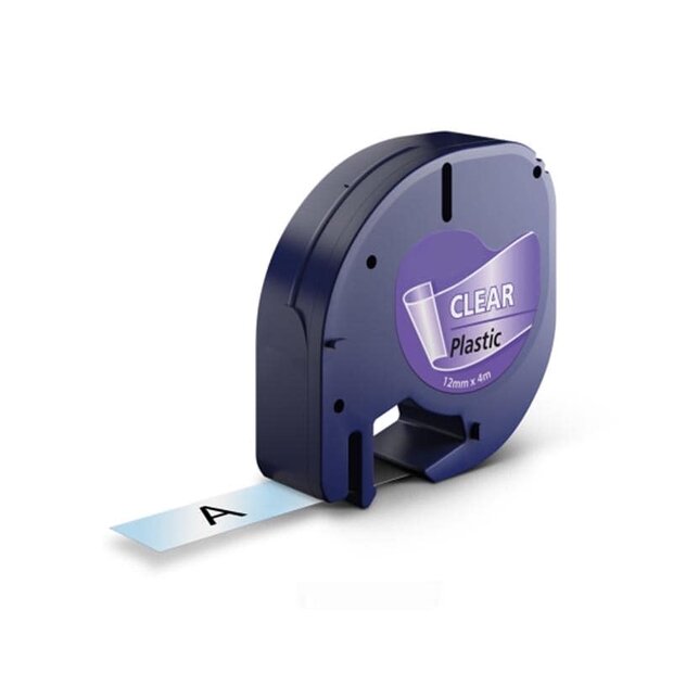 DYMO LetraTag 12267/S0721530 Labeltape 12mm Zwart op Transparant