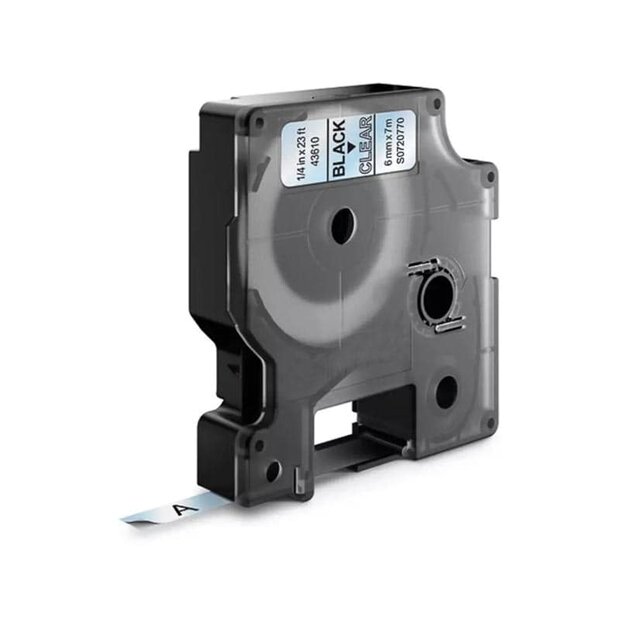 DYMO D1 43610/S0720770 Labeltape 6mm Zwart op Transparant
