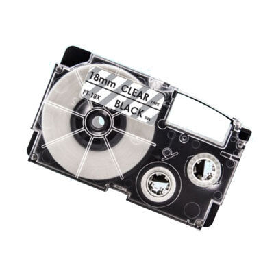 Huismerk Casio XR-18X Tape Zwart op Transparant 18mm.