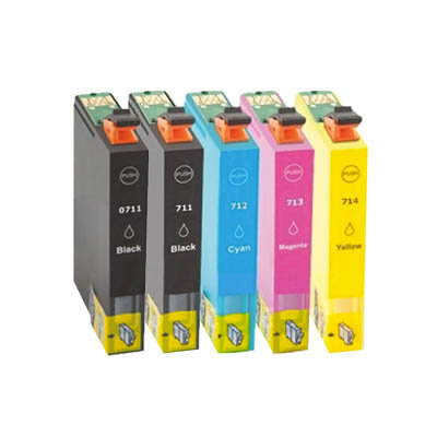 Huismerk Epson T0715 Inktcartridges Multipack (2x zwart + 3 kleuren)
