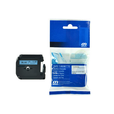 Huismerk Brother M-K521 Labeltape 9mm Zwart op Blauw