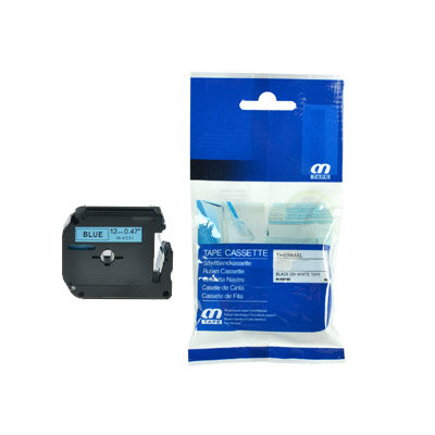 Huismerk Brother M-K531 Labeltape 12mm Zwart op Blauw