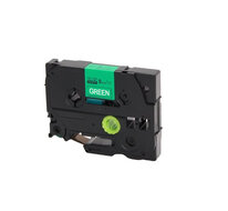 Huismerk Brother TZe-735 Labeltape 12mm Wit op Groen afbeelding