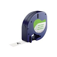 Huismerk DYMO LetraTag 91200/S0721510 Labeltape Papier 12mm Zwart op Wit afbeelding