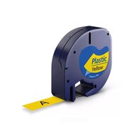 Huismerk DYMO LetraTag 91202/S0721620 Labeltape 12mm Zwart op Geel afbeelding